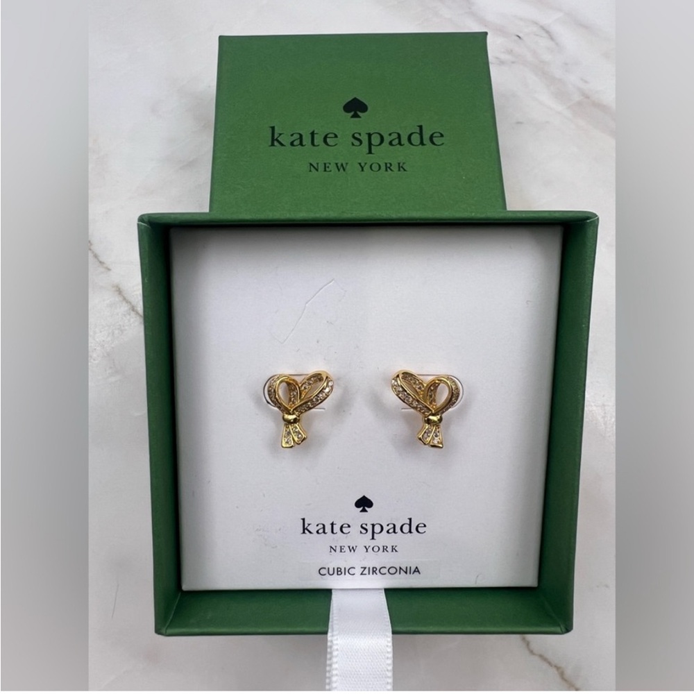 💛 KATE SPADE Gold & Cubic Zirconia HEART Earrings 💛 NWT 💛 Valentine’s Day
